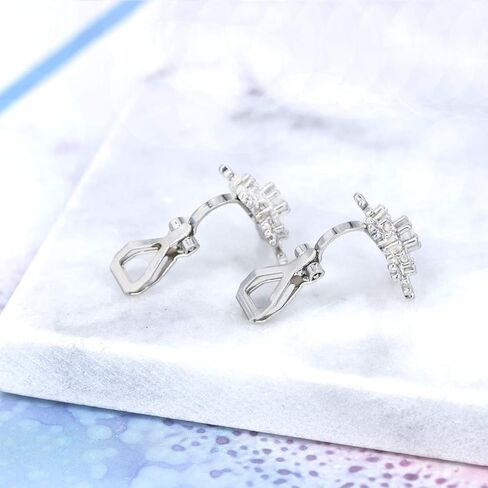 YOQUCOL Flower Snowflake Shape Cubic Zirconia Crystal Clip On Earrings CZ Not Pierced Ear Jewelry For Women Girls in Saudi Arabia
