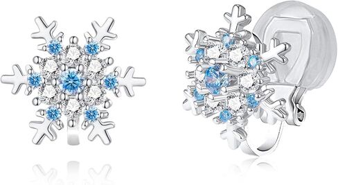 YOQUCOL Flower Snowflake Shape Cubic Zirconia Crystal Clip On Earrings CZ Not Pierced Ear Jewelry For Women Girls in Saudi Arabia