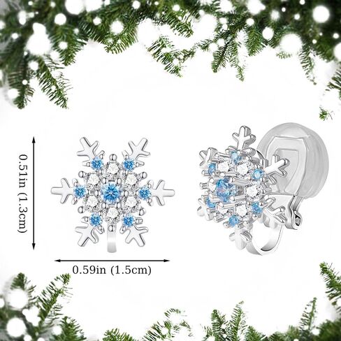 YOQUCOL Flower Snowflake Shape Cubic Zirconia Crystal Clip On Earrings CZ Not Pierced Ear Jewelry For Women Girls in Saudi Arabia