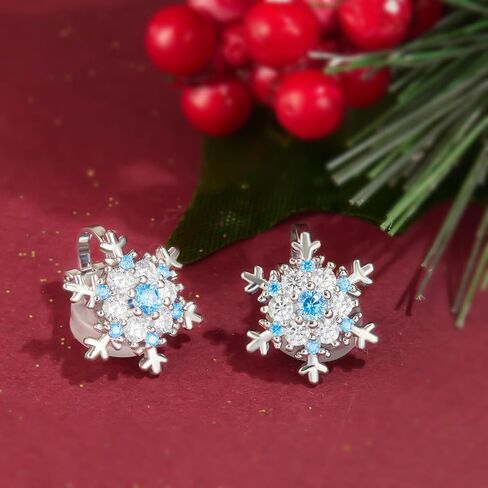 YOQUCOL Flower Snowflake Shape Cubic Zirconia Crystal Clip On Earrings CZ Not Pierced Ear Jewelry For Women Girls in Saudi Arabia