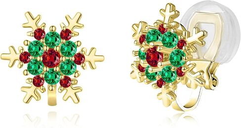 YOQUCOL Flower Snowflake Shape Cubic Zirconia Crystal Clip On Earrings CZ Not Pierced Ear Jewelry For Women Girls in Saudi Arabia