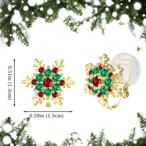 YOQUCOL Flower Snowflake Shape Cubic Zirconia Crystal Clip On Earrings CZ Not Pierced Ear Jewelry For Women Girls in Saudi Arabia