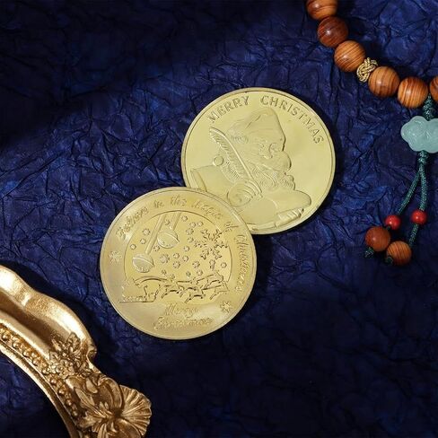 4Pcs Christmas Commemorative Coins Xmas Coins Santa Claus Elk Medal Xmas Art Souvenir Gold Silver Alloy Coins for Merry Christmas Stocking Stuffers Blessing Present Gift Coin Collection in Kuwait