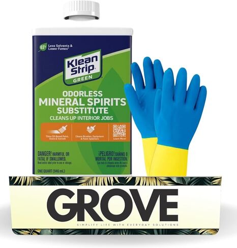 Klean Strip Green Odorless Mineral Spirits - Mineral Spirits for Wood & Cleaning - Odorless Paint Thinner for Oil Painting - Reliable for Pro's & DIY'ers - Cleans Tools & Equipment - 1 Qt in Kuwait