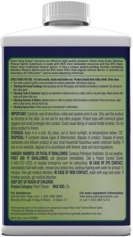 Klean Strip Green Odorless Mineral Spirits - Mineral Spirits for Wood & Cleaning - Odorless Paint Thinner for Oil Painting - Reliable for Pro's & DIY'ers - Cleans Tools & Equipment - 1 Qt in Kuwait