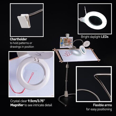 Daylight Company Stitchsmart Stand, Adjustable Embroidery Hoop Stand, Rotated Cross Stitch Stand, Hoop Holder, Hands Free Needlework Stand for Art Craft Sewing Projects,White in Saudi Arabia