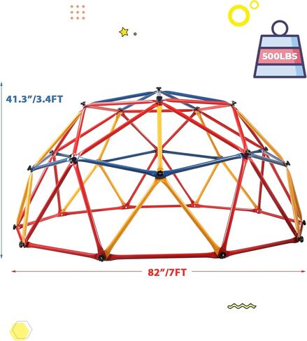 JAXPETY Kids Climbing Dome, Outdoor Jungle Gym for Kids Ages 4-8, 7FT Geometric Climbing Playground Equipment for Dome Climber, Supports Up to 500LBS, Kids Playground for Backyard in Saudi Arabia
