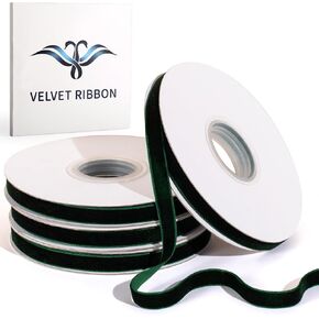 40 Yd Red Velvet Ribbon for Gift Wrapping 3/8" Velvet Ribbon for Christmas Tree and Wreath Decoration, Elegant Gift Wrapping, Bow Making, Valentine's & Wedding Crafts（4 Rolls）