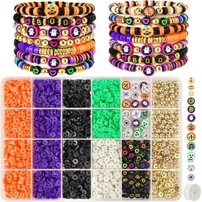 Gionlion Clay Beads for Bracelets, Blue Clay Beads Bracelet Making kit with Golden Pearl Beads for Jewelry Making, Beach Clay Beads Charms Bracelet Kit and Crafts DIY Gifts for Women Beach Fashion