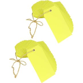 QWORK 15 mil Plastic Tags, 100 Pcs Blank Tags, 3" x 6" Thick Cardstock Tag, Yellow