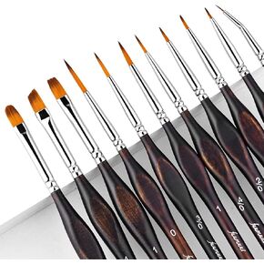 Miniature Paint Brushes, Fuumuui 11pcs Micro Detail Paint Brushes for Model, Citadel, Vallejo, DND, Paint by Numbers - Fine Paint Brush Set for Acrylic, Watercolor, Oil
