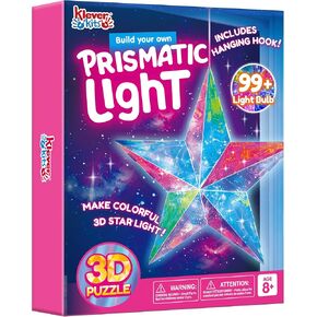 Klever Kits Prismatic 3D Light Art Puzzle, Build Your Own Colorful 3D Star Light, 99+ Light Bulbs, Includes Hanging Hook and USB Power Cable, Set of 3 Star Light Panels
