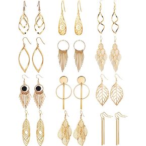 12 Pairs Drop Dangle Earrings boho Fashion Jewelry Vintage Statement Boho Bohemian Earrings Set for Women
