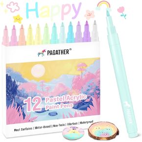 12 Colors Glitter Markers, 0.7mm Extral Fine Tip Sparkling Acrylic Paint Pens for Crafts, Adult Coloring, and DIY Projects on Paper, Rock, Wood, Glass and Fabric