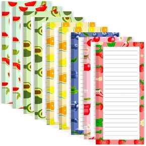 9 Pack Magnetic Notepads for Refrigerator, Magnetic Notepads for Refrigerator, Fruit Design Magnetic Grocery List Pad for Fridge, Full Magnet Back Shopping Lists, 25 Sheets Per Note Pads