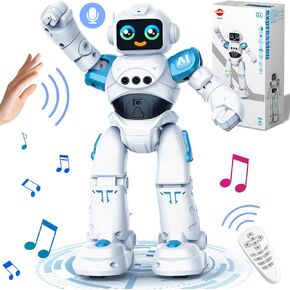 Robot Toys for Kids - Smart Talking Voice Remote Control Robot, Gesture Sensing Programmable Emo Robot Toy for Age 3 4 5 6 7 8 Year Old Boys Girls Birthday Gift Present