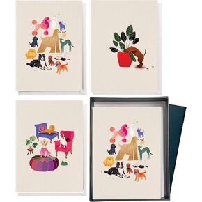 Elena Essex Blank Note Card 12 Pack/Cards and Envelopes / 3.75 x 5.2 Inch Greeting Cards Cards for All Occasions/Christmas Design Blank Notecards / 300 Gsm Gold Foil Embossed Blank Cards
