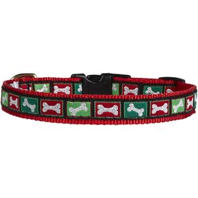 Up Country Christmas Bones Pattern (Dog Collar Christmas Bones, Medium (12 to 18 Inches) 1 Inch Wide Width)