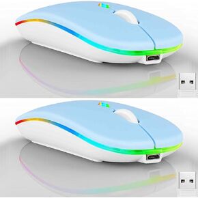 Guiheng Wireless Bluetooth Mouse,LED Dual Mode Rechargeable Silent Slim Laptop Mouse,Portable(BT5.2+USB Receiver) Dual Mode Computer Mice,for Laptop,Desktop Computer,ipad Tablet,Phone,TV (Black)