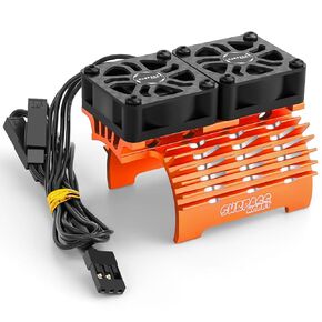 RC Motor Cooling Fans Twin 40mm Motor Fan with Metal Heatsink Metal Cover 4068 4076 4082 4092 Brushless Motor Heatsink for 1/8 RC Car 40/ 42mm Brushless Motor (Red)