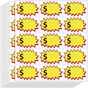 300 Pcs Garage Sale Stickers, Removable Adhesive, Yellow, 2x3 Inch, Price Stickers