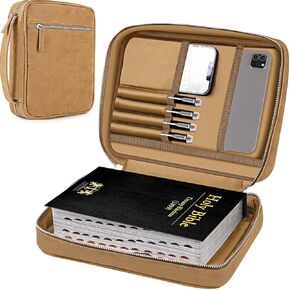 Bible Cover - Bible Case with Durable Handle, Carrying Book Case Church Bag Bible, Protective with Zippered Pocket, Ideal for Church and Prayer Meetings, Christian Gift