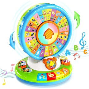 Toys for 1 2 3 Year Old Boy Girl, Musical Spin and Sing Alphabet Zoo, Learning Toys for Toddlers 1-3, Educational Interactive Toys, Christmas Birthday Gift for Baby Boys Girls Age 6-9-12-18 Months