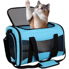 Cat Carrier Soft Sided Breathable Mesh Cat Carrier Airline Approved Dog Carrier Pet Carrier for Pets up to 15 Lbs Portable Dog Travel Carrier with Soft Pad for Small Medium Pets Puppies 17 * 11 * 11
