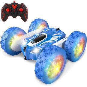 VigorFun Remote Control Car, High-Speed RC Racing Car, All-Terrain 4WD Double-Sided 360° Rotating Stunt Car for Kids, for Boys and Girls （Light