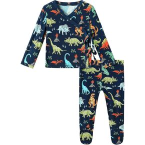 قميص من الخيزران الفسكوز للأطفال الصغار قادمين إلى المنزل بأكمام طويلة وبنطلون ذو قدمين، ملابس لحديثي الولادة in Kuwait