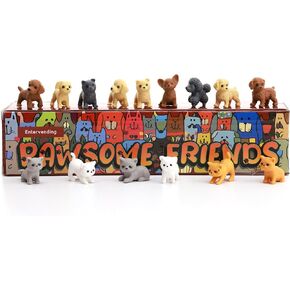 Tiny Dog and Cat Figurines for Kids - Small Animals Toys in Gift Box - Little Pet Toys - Tiny Plastic Toys for Kids Classroom Prizes - 30Pcs - Easter Gifts for Kids