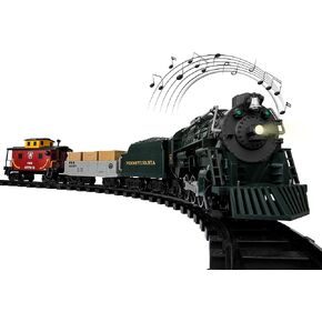 Lionel Battery-Operated Pennsylvania Flyer Freight Toy Train Set with Bluetooth, Locomotive, Train Cars, & Track with Authentic Train Sounds, Lights, & Water Vapor Smoke Effects for Kids 4+