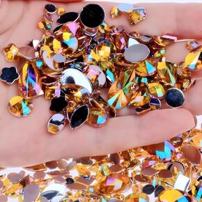 1000pcs AB Colorful Rhinestones Crystal Gems, Flatback Acrylic Gemstone Jewels, Craft DIY for Cosplay Pirate Halloween Costume Clothes Party, Nail Crafting Gems Accessories (00 Mixed AB)