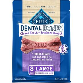 Blue Buffalo Dental Bones Large Natural Dental Chew Dog Treats Bag Jumbo Pack