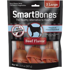 SmartBones Dog Chews, Rawhide-Free Dog Bones Made With Real Meat and Vegetables, 3 Count Large