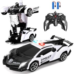 Blackma Remote Control Car - Transform, One-Button Deformation & 360°Rotating Drifting, Transform Robot RC Car with LED Light, Toy Gifts for 4 5 6 7 8 9 10 11 12 Years Old Boy (White)