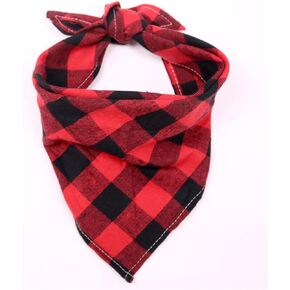 Christmas Dog Bandana,M/L-Green Black Dog Plaid Printing for Christmas, Parties, Outdoor,Adjustable Dog Bandana (RED)