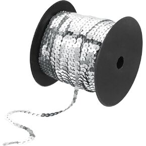 uxcell 6mm 98Yds Flat Sequins Strip, Spangle Paillette String Spool Roll Sewing String Ribbon for Fringe Sewing DIY Projects, Orange