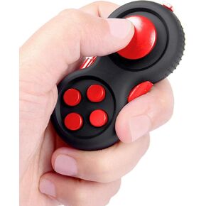 DUDDY-PRO™ Fidget Pad 8 ميزات ممتعة، لوحة ألعاب تحكم Fidget Retro محمولة باليد، لعبة التركيز، تخفيف التوتر والقلق الحسي للأطفال والكبار، ADD، ADHD ومنتقي الجلد (أحمر)