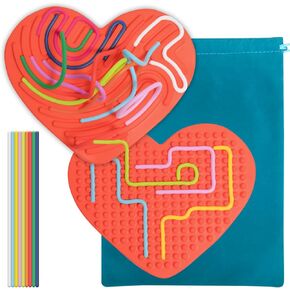 Heart Shaped Sensory Activity Board for Kids 3+, Silicone Sensory Activity Board for Stress Anxiety Autistic ADHD (Pink)
