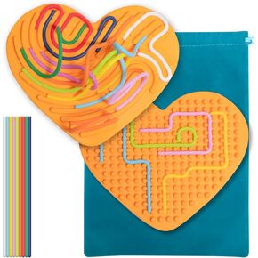 Heart Shaped Sensory Activity Board for Kids 3+, Silicone Sensory Activity Board for Stress Anxiety Autistic ADHD (Pink)