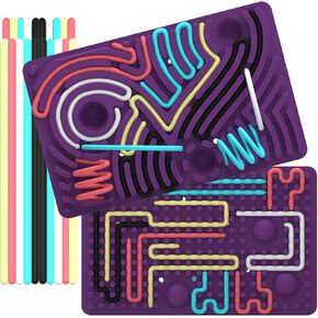 Sensory Activity Board,Silicone Fidget Toy for for Stress Relief, Anxiety,Calming, Focus, ADHD & Autism,Silent Sensory Toys Game Controller for Kids 3+ & Adults (Dark Purple)