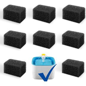 Cat/Pet Water Fountain Filters, 12 Pieces Set Pack of 8 Replacement Filter Fit for 81oz/2.4L, 3 Filtration System with 4 Pre-Filter Sponges