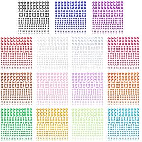 PHOGARY Self-Adhesive Rhinestone Sticker 3375 Pieces Crystal in 5 Size 15 Colors Bling Craft Jewels Gem Stickers for Crafts, Body, DIY Nails, Festival, Carnival, Makeup