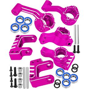 RC Alloy Caster Blocks& Front Steering Block& Rear Stub Axle Carriers Upgrades Part for 1/10 ECX 2WD Series RC Car Ruckus/Axe/Brutus/Circuit/AMP MT/AMP DB/AMP Crush/Torment,Pink