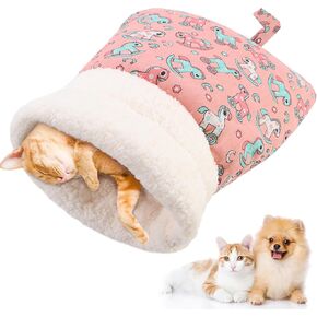 Cat Sleeping Bag, Cat Sleeping Bag for Indoor Cats, Soft Plush Large Cat Sack Self Warm Cat Bed, Cat Winter Sleeping Bag, 360°Wrap Comfortable Pet Snuggle Sack for Cats up to 7.5kg, Cats Sleeping Bag