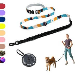 Heavy Duty Hands Free Dog Leash for Medium to Large Dogs for Comfortable Running, Jogging Walking | Dual D-Rings | Soft Padded Traffic Handle | Both Ends 360 Rotating Carabiners (Leash Length 7.7 ft)