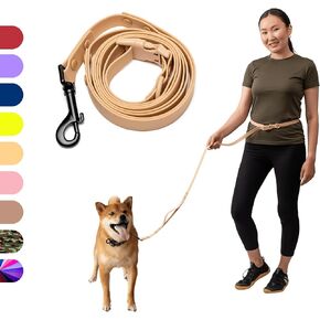 Heavy Duty Hands Free Dog Leash for Medium to Large Dogs for Comfortable Running, Jogging Walking | Dual D-Rings | Soft Padded Traffic Handle | Both Ends 360 Rotating Carabiners (Leash Length 7.7 ft)