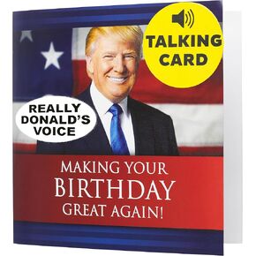 OUR FRIENDLY FOREST Talking Trump Birthday Card with Authentic Voice - Presidential Theme Birthday Greeting for Men & Women (Red)