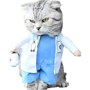 NACOCO Dog Cat Doctor Costume Pet Doctor Clothing Halloween Jeans Outfit Apparel (M)